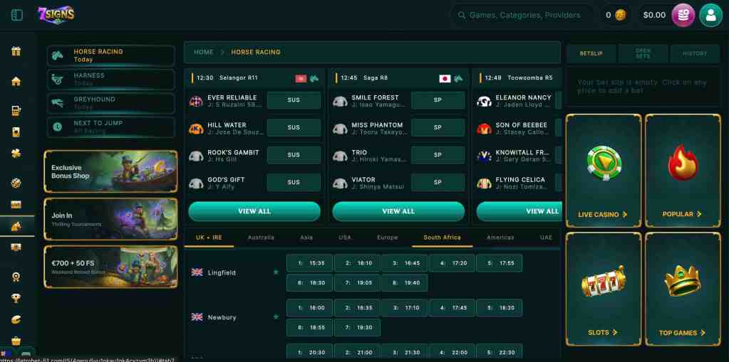 7 signs online casino horse races