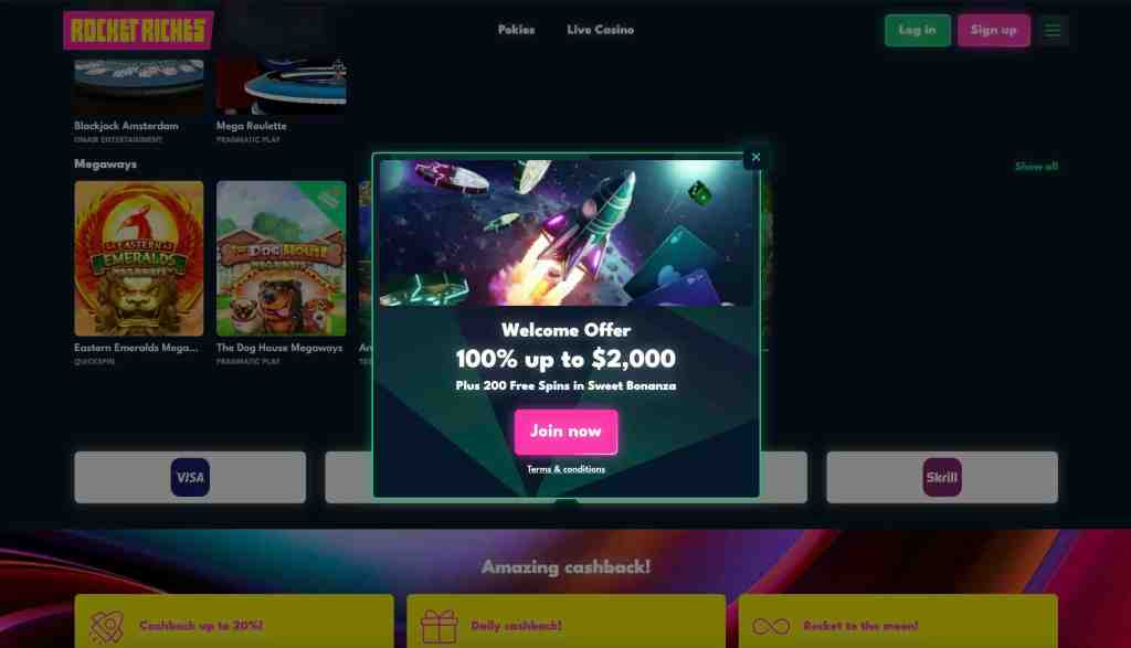 rocket riches home page