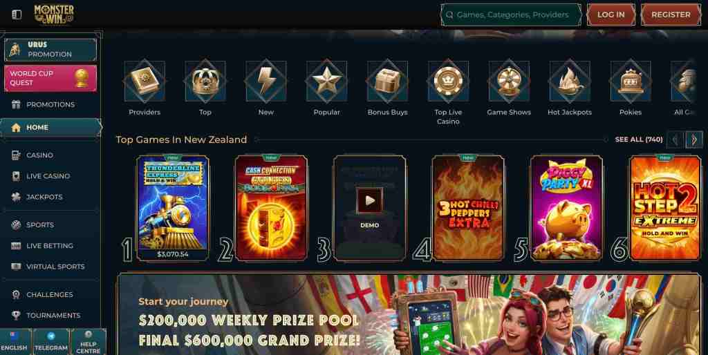 monster win brand games selection image