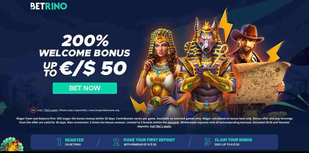 Betrino landing page image showing the welcome offer