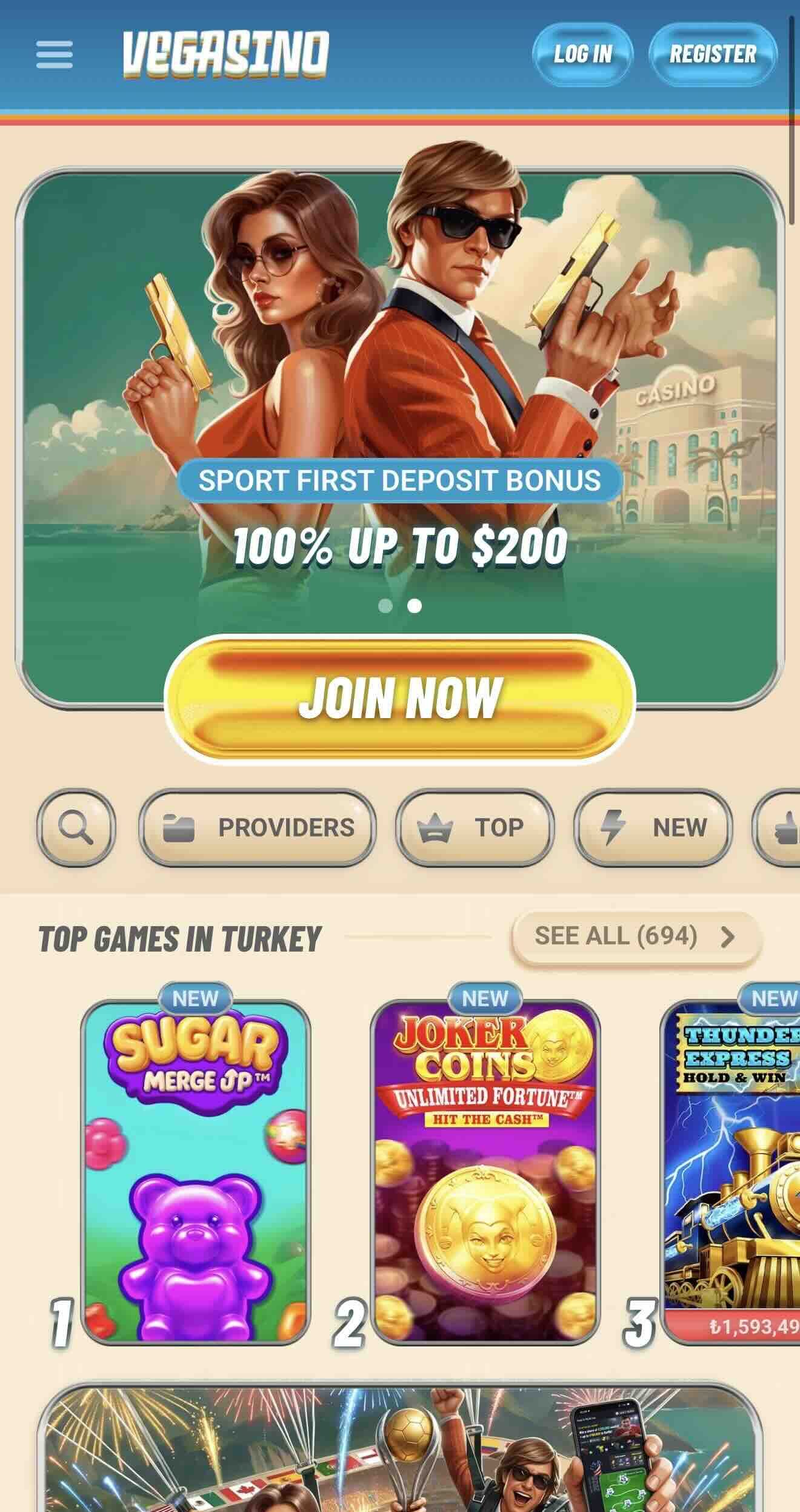 Image displaying vegasino casino brand welcome bonus