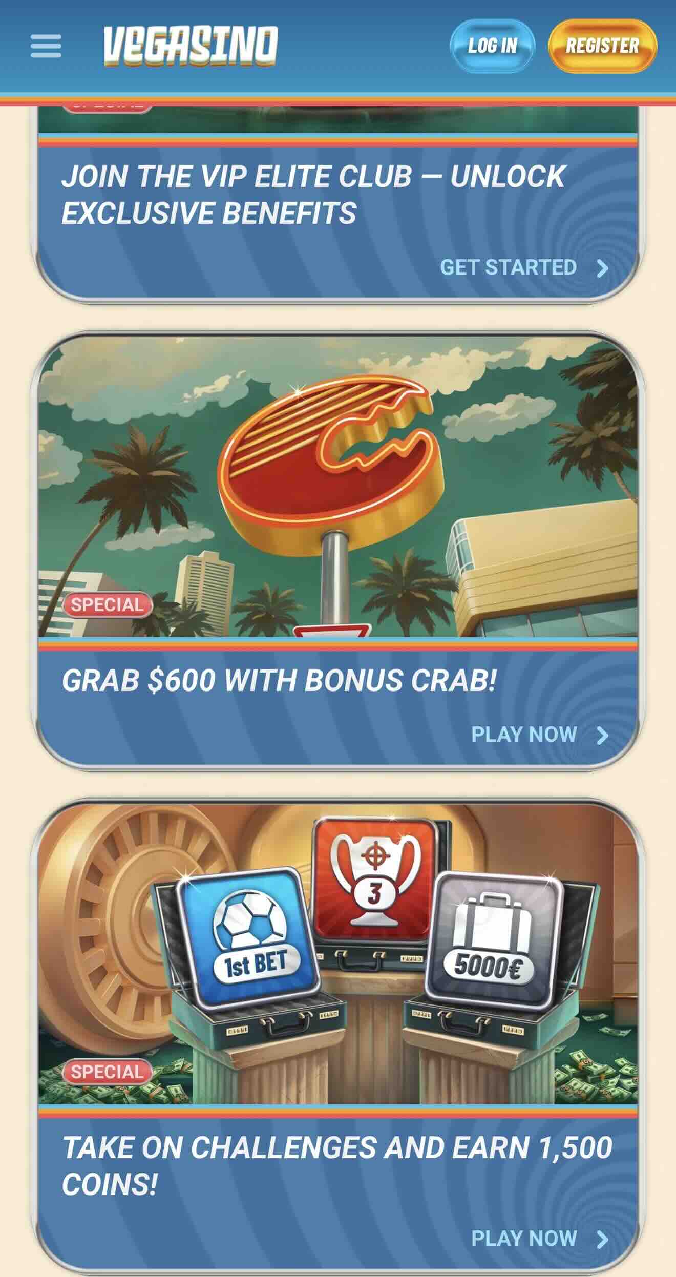 Image displaying selection of vegasino welcome packages and bonus promos for NZ players