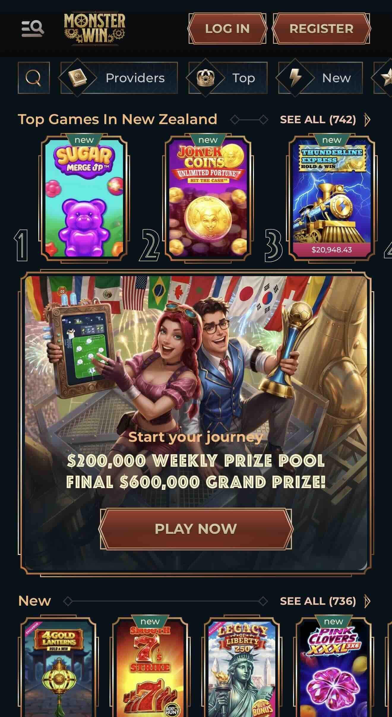 Image displaying online monsterwin casino games for NZ players
