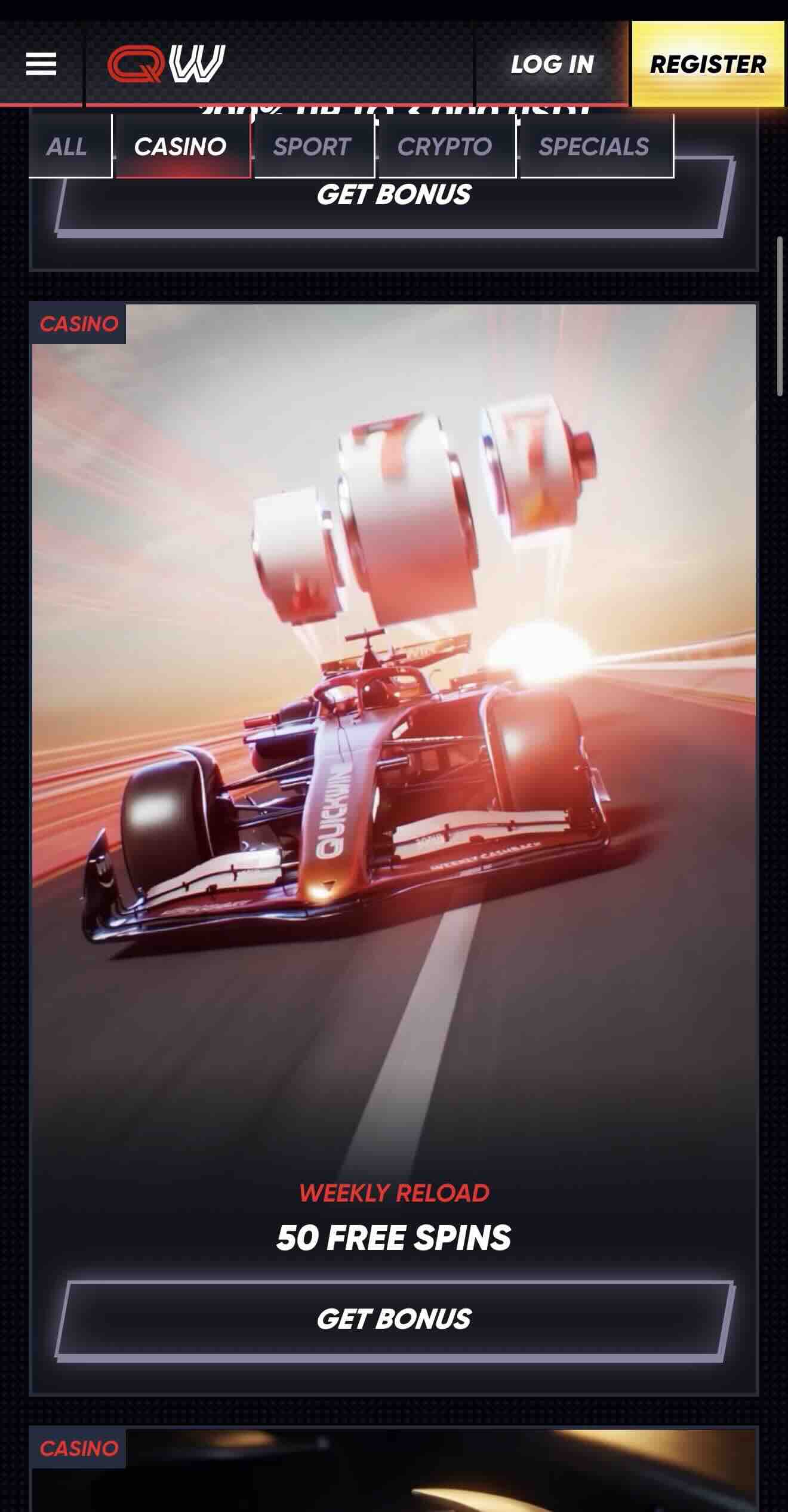 quickwin promos page image displaying weekly reload of free spins for NZ players