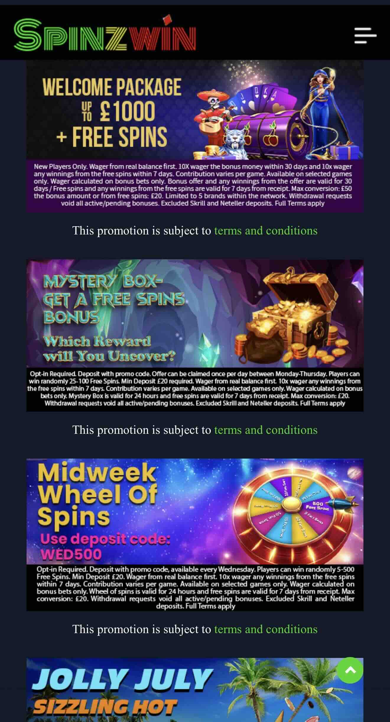 Image displaying promos of spinzwin casino for kiwi players